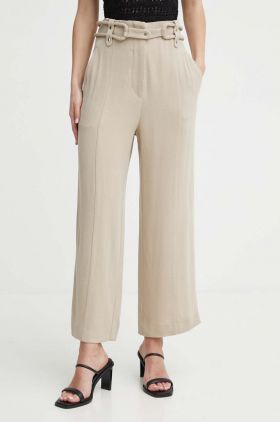 IRO pantaloni din lana culoarea bej, lat, high waist