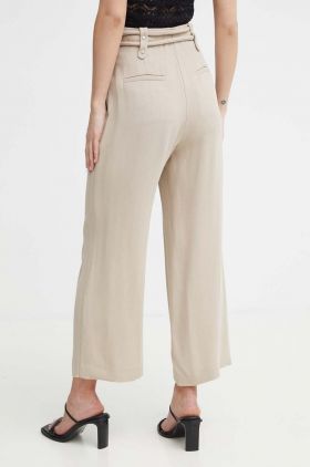 IRO pantaloni din lana culoarea bej, lat, high waist