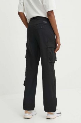 The North Face pantaloni femei, culoarea negru, drept, high waist, NF0A87ADJK31