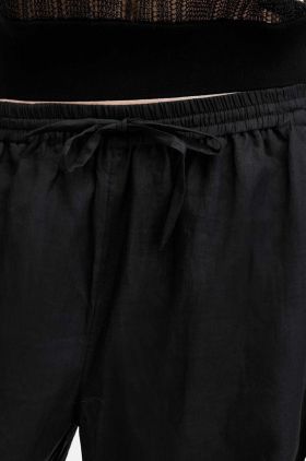 AllSaints pantaloni din in JADE LINEN TROUSER culoarea negru, drept, high waist, W028TA