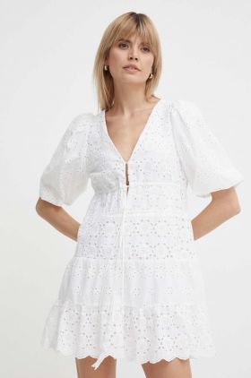 Pepe Jeans rochie din bumbac DELIA culoarea alb, mini, evazati, PL953475