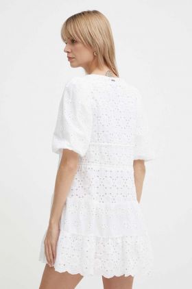 Pepe Jeans rochie din bumbac DELIA culoarea alb, mini, evazati, PL953475