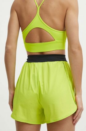 Reebok pantaloni scurți de antrenament Lux culoarea verde, neted, high waist, 100076090