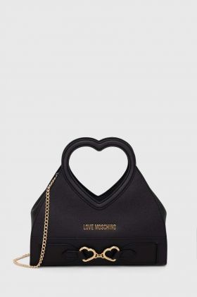 Love Moschino poseta de piele culoarea negru