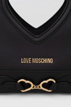 Love Moschino poseta de piele culoarea negru