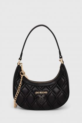 Love Moschino poseta de piele culoarea negru