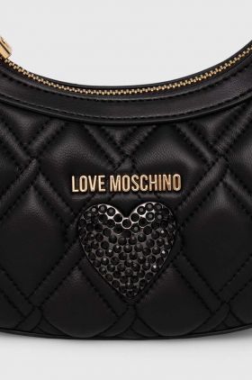 Love Moschino poseta de piele culoarea negru