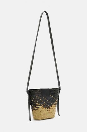 AllSaints poseta EBRO STRAW CROSSBODY culoarea negru, W075XA