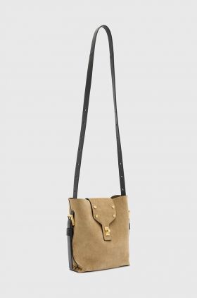 AllSaints geanta de mana din piele intoarsa MIRO CROSSBODY culoarea bej, W073XA