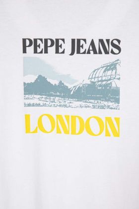 Pepe Jeans tricou de bumbac pentru copii RICK culoarea alb, cu imprimeu