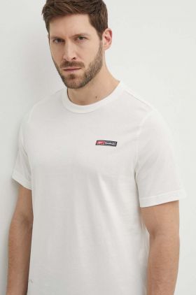 Reebok tricou din bumbac barbati, culoarea bej, cu imprimeu, 100075313