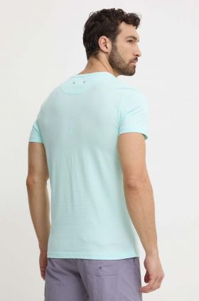 Vilebrequin tricou din bumbac THOM barbati, culoarea turcoaz, cu imprimeu, THOAP349