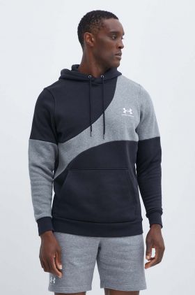 Under Armour bluza barbati, culoarea negru, cu glugă, modelator