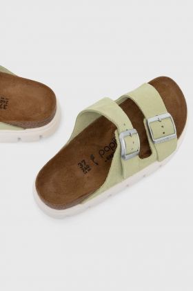 Birkenstock papuci din piele BIRKENSTOCK X PAPILLIO Arizona Chunky femei, culoarea verde, 1026888