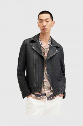 AllSaints geaca de piele ROSSER BIKER barbati, culoarea negru, de tranzitie, M001LA