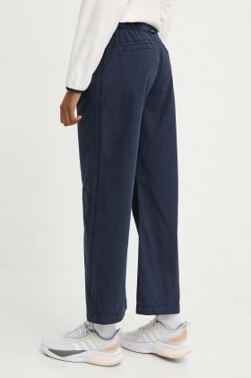 Napapijri pantaloni M-Aberdeen femei, culoarea albastru marin, drept, high waist, NP0A4I4S1761