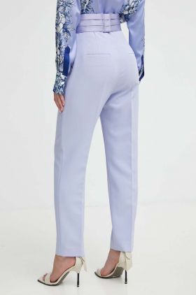 Blugirl Blumarine pantaloni femei, culoarea violet, fason tigareta, high waist, RA4178.T3359