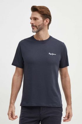 Pepe Jeans tricou din bumbac SINGLE CLIFORD barbati, culoarea albastru marin, cu imprimeu, PM509367