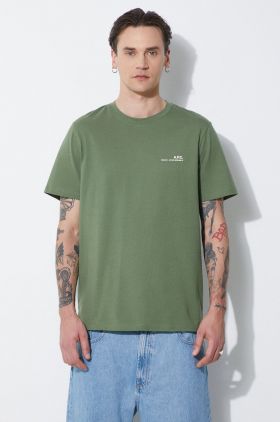 A.P.C. tricou din bumbac item barbati, culoarea verde, cu imprimeu, COFBT-H26904