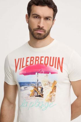 Vilebrequin tricou din bumbac PORTISOL barbati, culoarea bej, cu imprimeu, PTSAP386