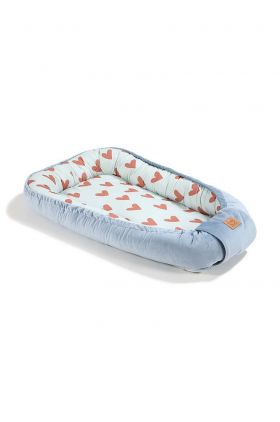 La Millou cocon pentru bebe Best Nest Velvet HEARTBEAT BLUE