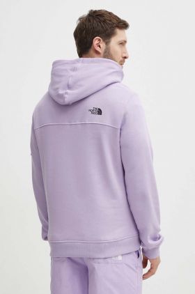 The North Face hanorac de bumbac barbati, culoarea violet, cu glugă, cu imprimeu, NF0A87F7QZI1