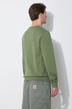 A.P.C. hanorac de bumbac sweat item barbati, culoarea verde, neted, COFBQ-H27608