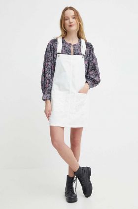 Pepe Jeans rochie jeans VESTA ANGLAISE culoarea alb, mini, evazati, PL953519