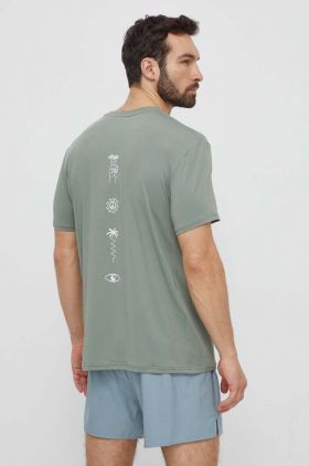 Quiksilver tricou de antrenament Lap Time culoarea verde, cu imprimeu