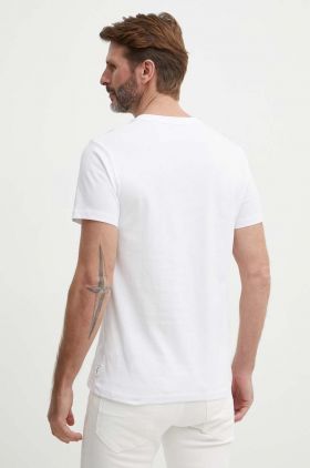 Pepe Jeans tricou din bumbac CIEL barbati, culoarea alb, cu imprimeu, PM509372