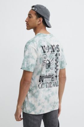 Vans tricou din bumbac barbati, culoarea verde, modelator