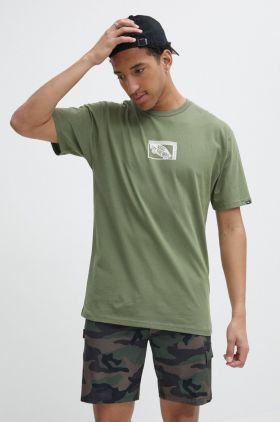 Vans tricou din bumbac barbati, culoarea verde, cu imprimeu