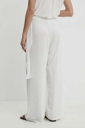 Answear Lab pantaloni femei, culoarea alb, lat, high waist