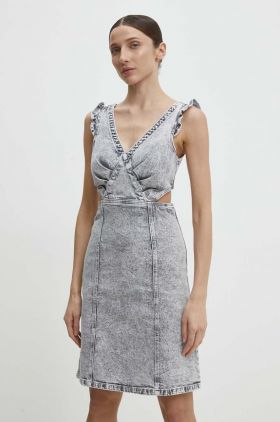 Answear Lab rochie jeans culoarea gri, mini, evazati