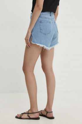 Answear Lab pantaloni scurti jeans femei, cu imprimeu, high waist