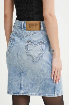 Moschino Jeans fusta jeans mini, drept