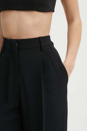 Iceberg pantaloni femei, culoarea negru, drept, high waist