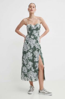 Abercrombie & Fitch rochie culoarea verde, midi, evazati