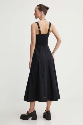 Abercrombie & Fitch rochie din in culoarea negru, midi, evazati