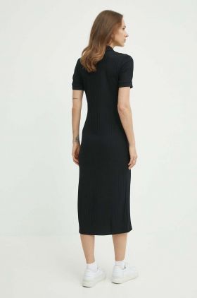 Lacoste rochie culoarea negru, midi, drept