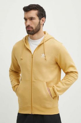 adidas Originals bluză barbati, culoarea galben, cu glugă, neted, IR7834