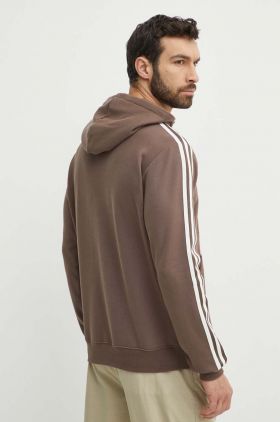 adidas Originals hanorac de bumbac barbati, culoarea bej, cu glugă, cu imprimeu, IS0259