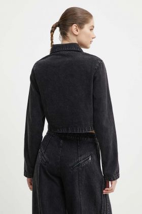 adidas Originals geacă din denim femei, culoarea negru, de tranzitie, IT7263