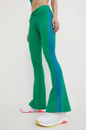 adidas Originals colanți RIB FLRD Leggin femei, culoarea verde, cu imprimeu, JG8046