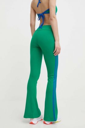 adidas Originals colanți RIB FLRD Leggin femei, culoarea verde, cu imprimeu, JG8046