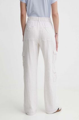 Hollister Co. pantaloni din in culoarea alb, lat, high waist