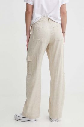 Hollister Co. pantaloni din in culoarea bej, lat, high waist