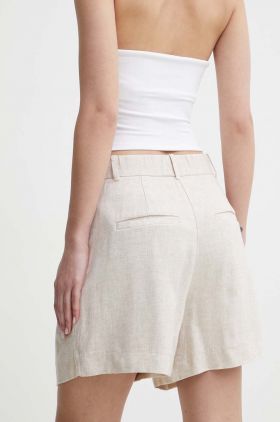 Abercrombie & Fitch pantaloni scurti din in culoarea bej, neted, high waist