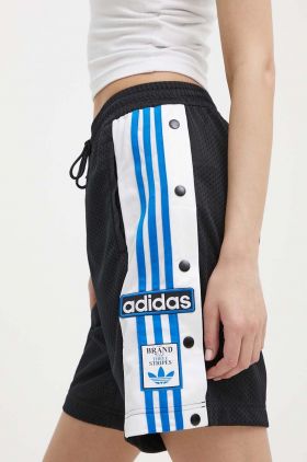 adidas Originals pantaloni scurți femei, culoarea negru, cu imprimeu, high waist, IU2479