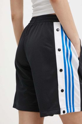 adidas Originals pantaloni scurți femei, culoarea negru, cu imprimeu, high waist, IU2479